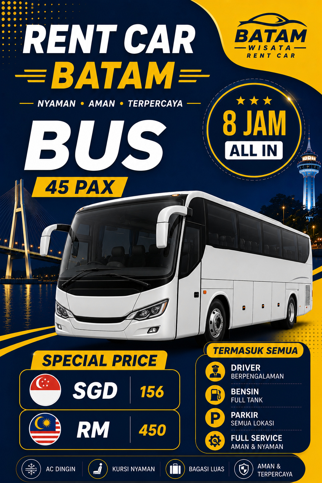 transport in batam bus - rent car bus batam